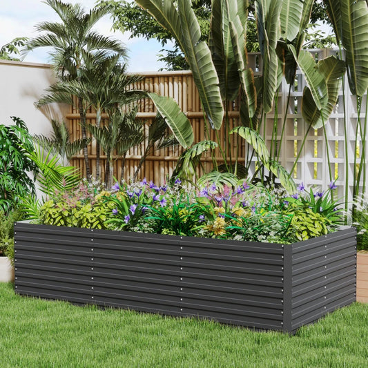 Outsunny 8' x 4' x 2' Food Safe Powder Coated & Galvanized Raised Garden Bed